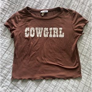 Brown cowgirl graphic baby tee
